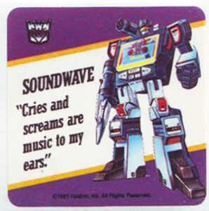 1985 Hasbro Transformers Motto Stickers Soundwave