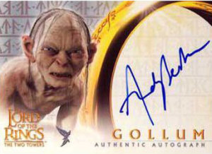 2003 Topps Lord of the Rings The Two Towers Update Autographs Andy Serkis as Gollum