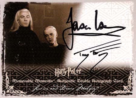 2009 Artbox Harry Potter Memorable Moments II Autographs Jason Isaacs as Lucius Malfoy and Tom Felton as Draco Malfoy