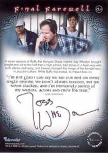 2003 Inkworks Buffy the Vampire Slayer Autographs CL-1 Joss Whedon - Creator (Back)