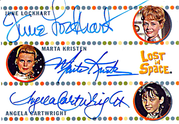 2005 Rittenhouse Complete Lost in Space Autographs June Lockhart as Maureen Robinson, Marta Kristen as Judy Robinson and Angela Cartwright as Penny Robinson