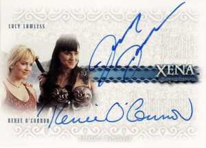 2002 Xena Beauty and Brawn Dual Autographs DA1 Lucy Lawless Rene OConnor