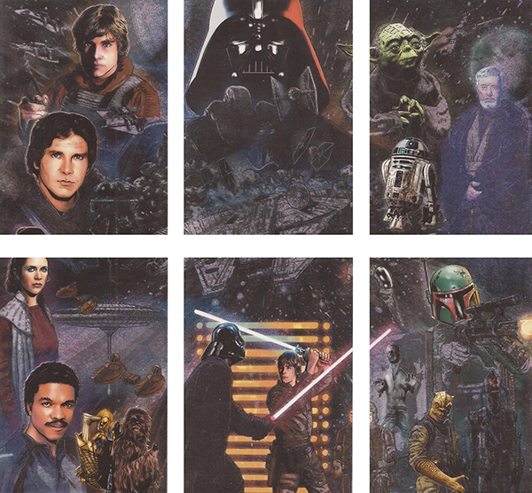 2010 Topps Star Wars Galaxy 5 Complete 6 Card "ETCHED FOIL" Puzzle Insert set 