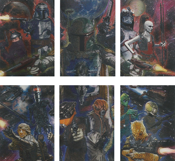 2011 Topps Star Wars Galaxy Series Etched Foil Puzzle Picture Card Set 1-6. Rare