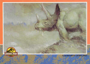 Jurassic Park 1993 Topps Card #7 Triceratops 