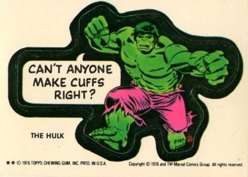 1975 and 1976 Topps Marvel Super-Hero Stickers Hulk 