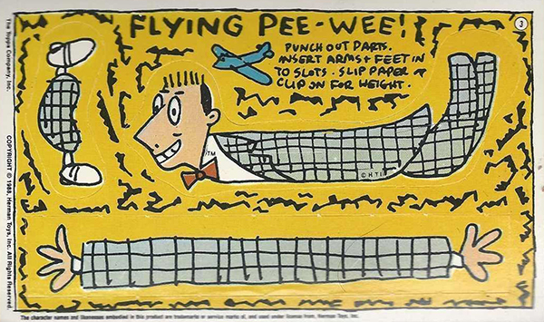 1988 Pee Wees Playhouse Activity Cards Flying Things