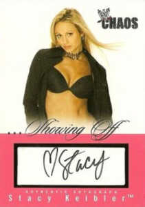 2004 Fleer WWE Chaos Showing Off Autographs Stacy Keibler