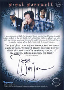 2003 Buffy the Vampire Slayer Season 7 Final Farewell Joss Whedon Autograph