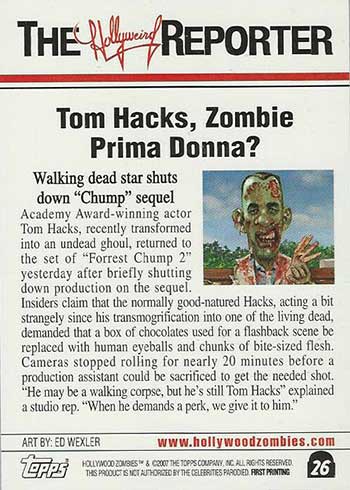 2007 Topps Hollywood Zombies Checklist, Trading Cards Details, Box Info