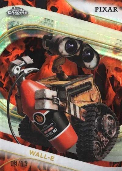 2025 Topps Chrome Disney Toy Story 3 15th Anniversary Red and Orange Incinerator Lava Refractors Wall-E