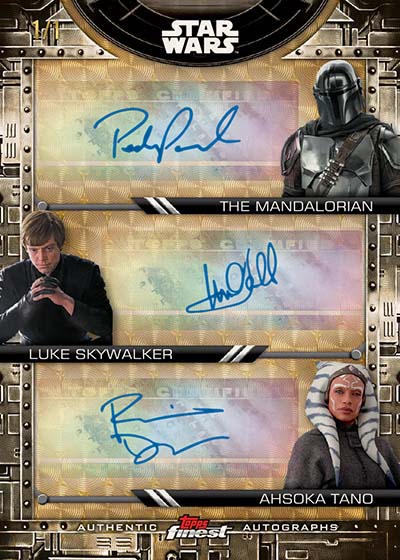 2025 Topps Star Wars Smugglers Outpost Trio Autographs Superfractors Pedro Pascal Mark Hamill Rosario Dawson