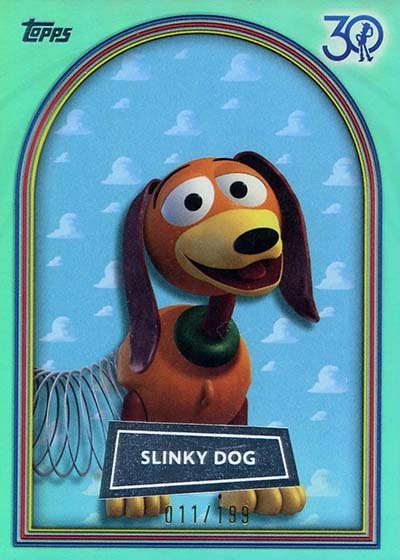 2025 Topps 30 Years of Toy Story Aqua Foil Slinky Dog